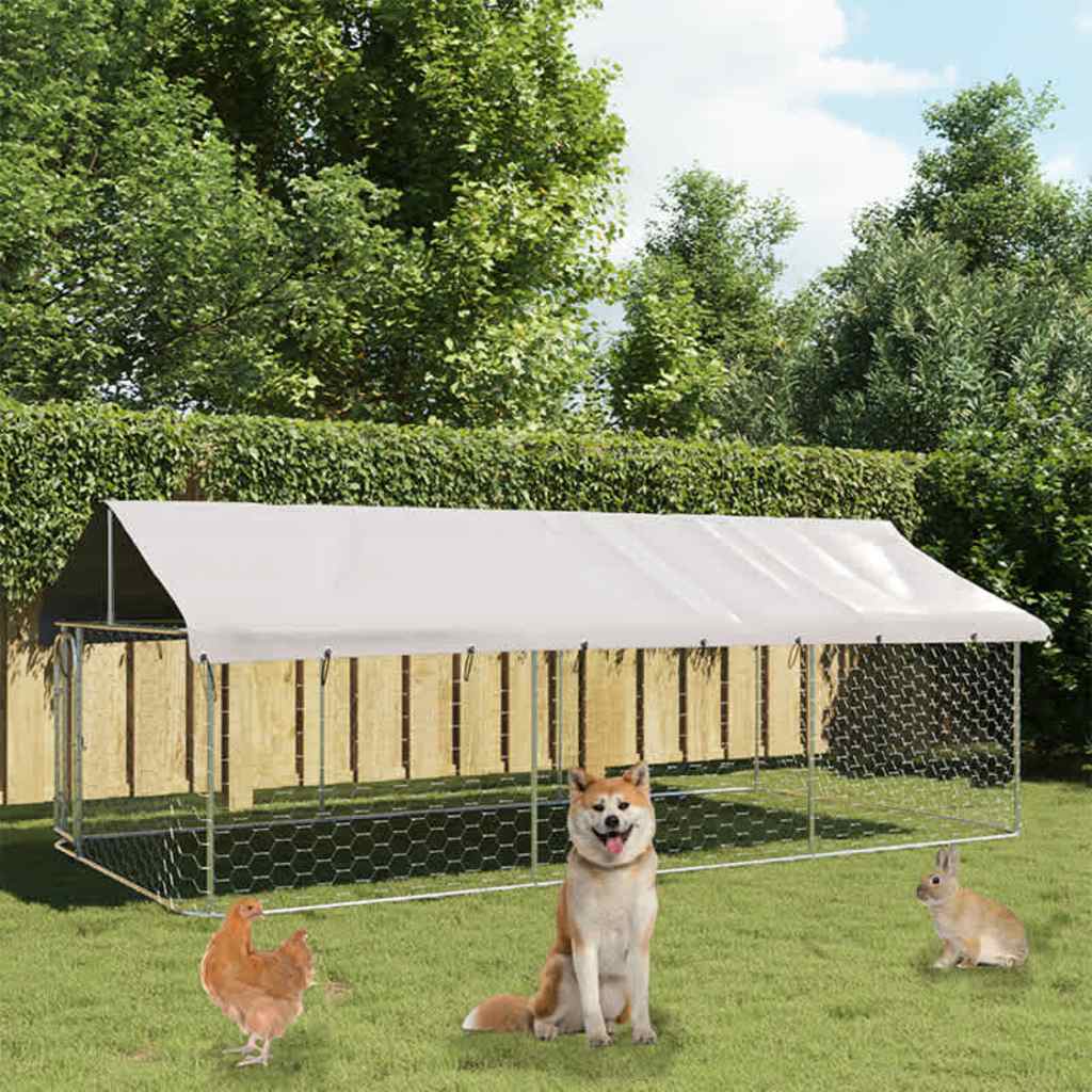 Canil de exterior com telhado 400x200x150 cm