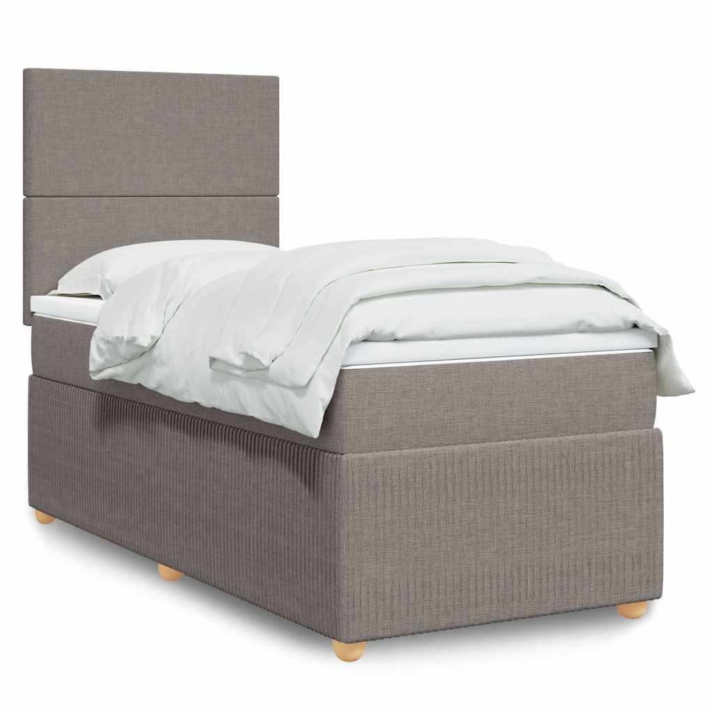 Cama com molas/colchão 90x200 cm tecido castanho-acinzentado