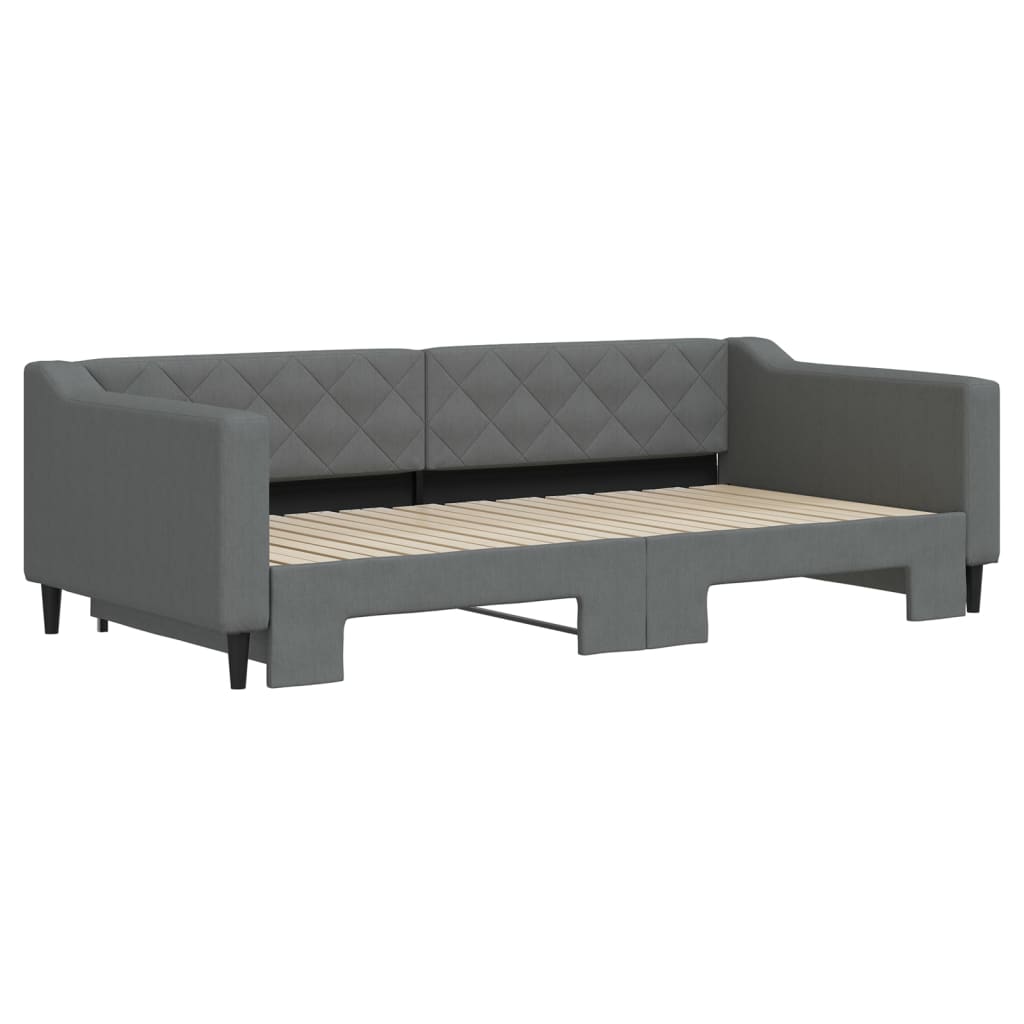 Sofá-cama com gavetão 100x200 cm tecido cinzento-escuro