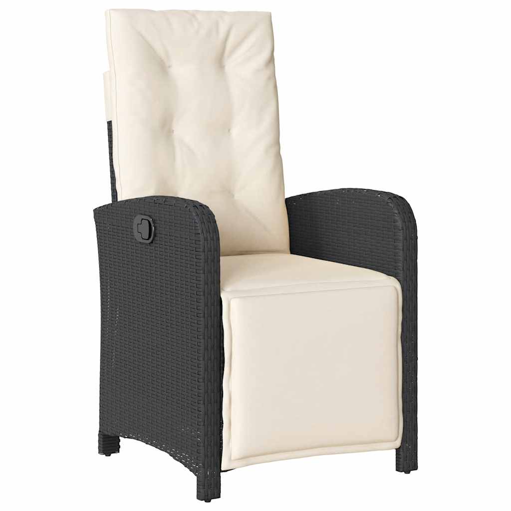 3 Pcs conjunto de bistrô com almofadões vime PE preto