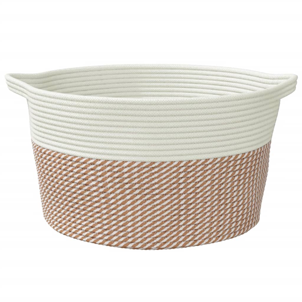 Cesto de arrumação ø40x25 cm algodão castanho e branco