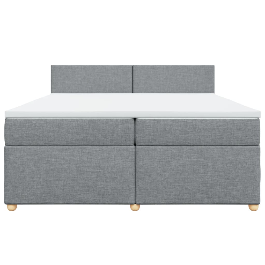 Cama com molas/colchão 200x200 cm tecido cinza-claro