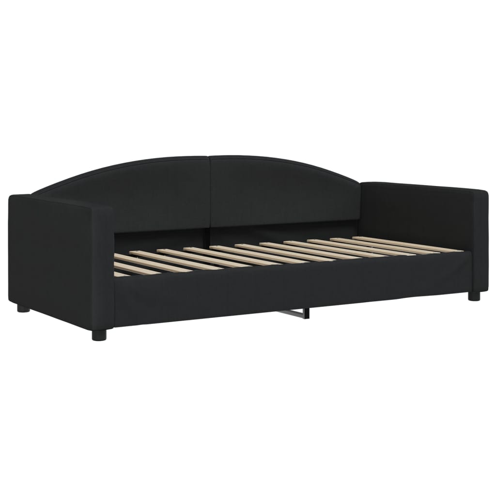 Sofá-cama com gavetão e gavetas 90x190 cm tecido preto