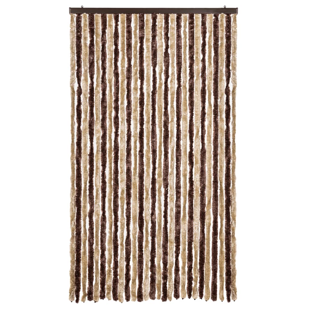 Cortina anti-insetos 118x220 cm chenille bege e castanho-claro