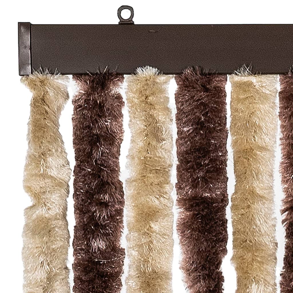 Cortina anti-insetos 118x220 cm chenille bege e castanho-claro