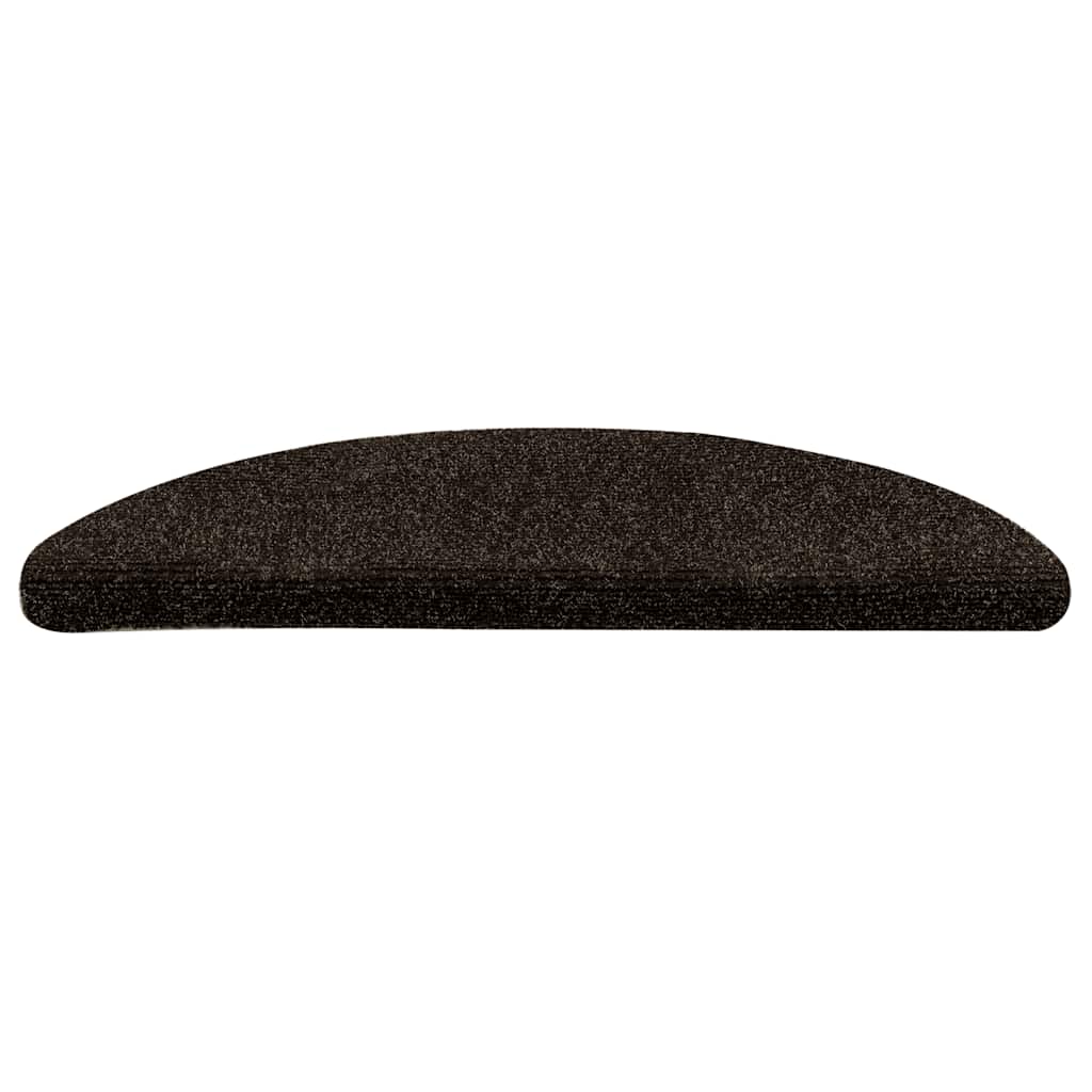 Tapetes de escada autoadesivos 20 peças 56x17x3 cm marrom escuro semicircular