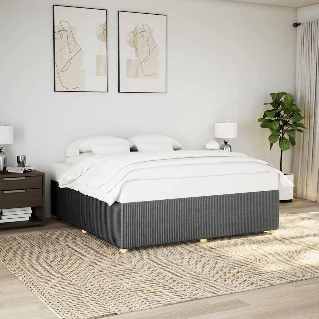 Estrutura de cama sem colchão 200x200 cm tecido cinzento-escuro