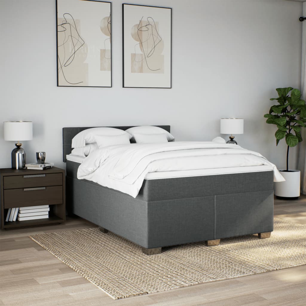 Cama com molas/colchão 140x200 cm tecido cinzento-escuro