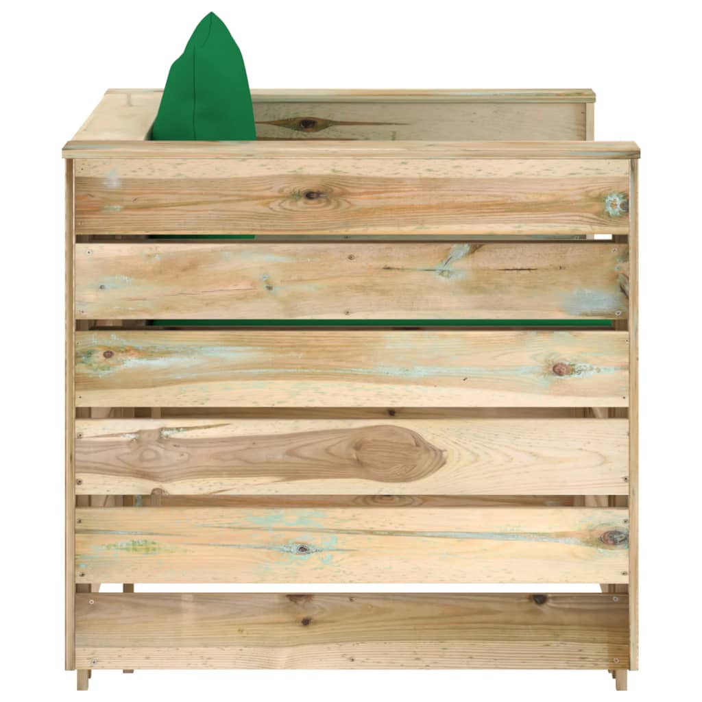 2 Pcs conj. lounge jardim c/ almofadões madeira impreg. verde