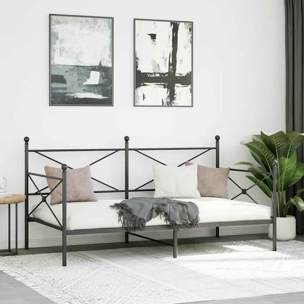 Cama de dia sem colchão 100x190 cm aço preto