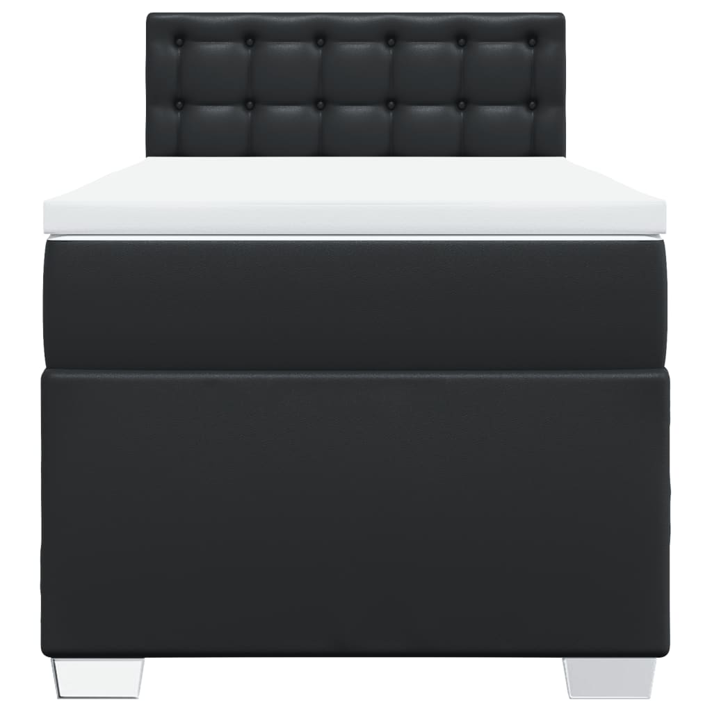 Cama com molas/colchão 100x200 cm couro artificial preto