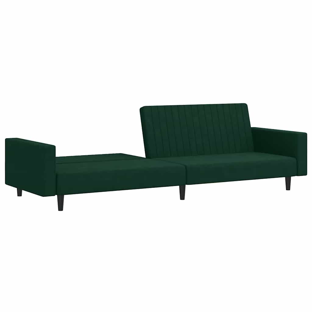 Sofá-cama de 2 lugares veludo verde-escuro