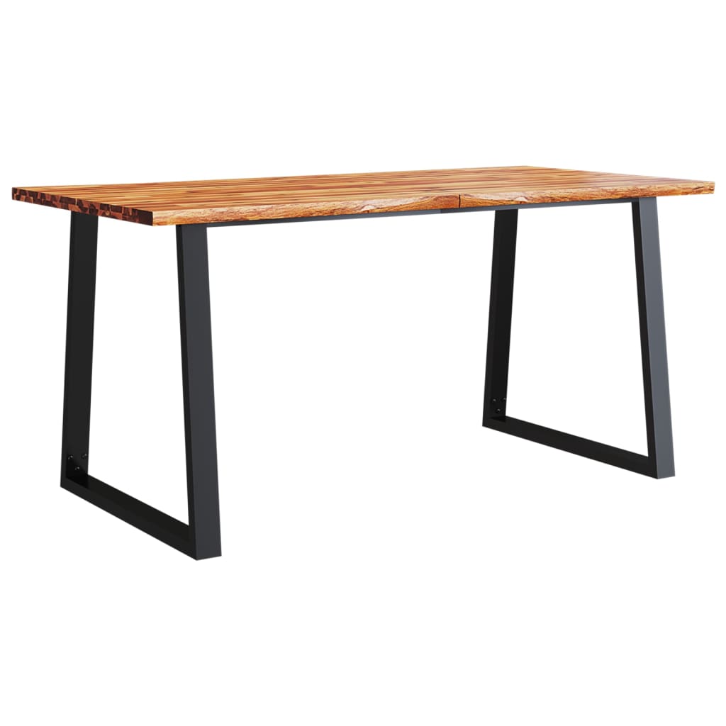 3 Pcs conjunto de jantar c/ bordas vivas acácia maciça