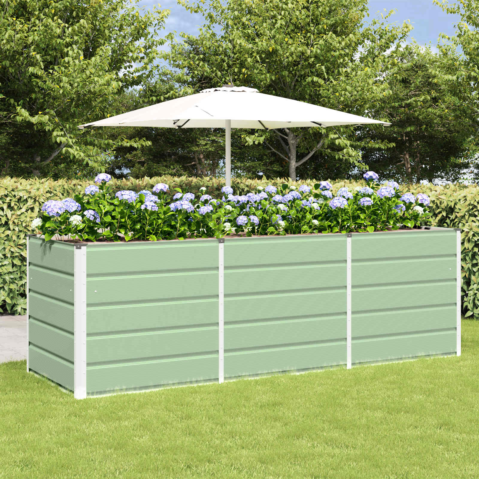 Floreira verde 240 x 80 x 75 cm aço