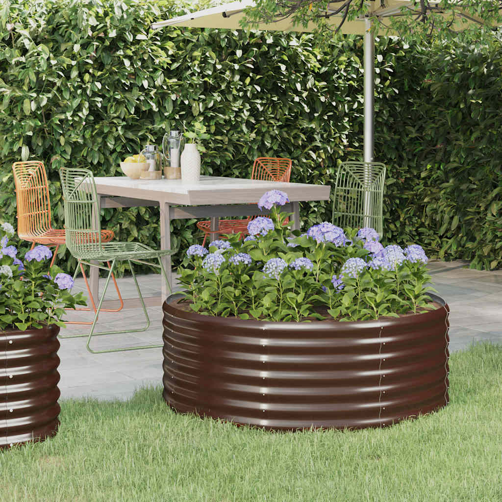 Canteiro elevado jardim 100x100x36 aço galvanizado castanho