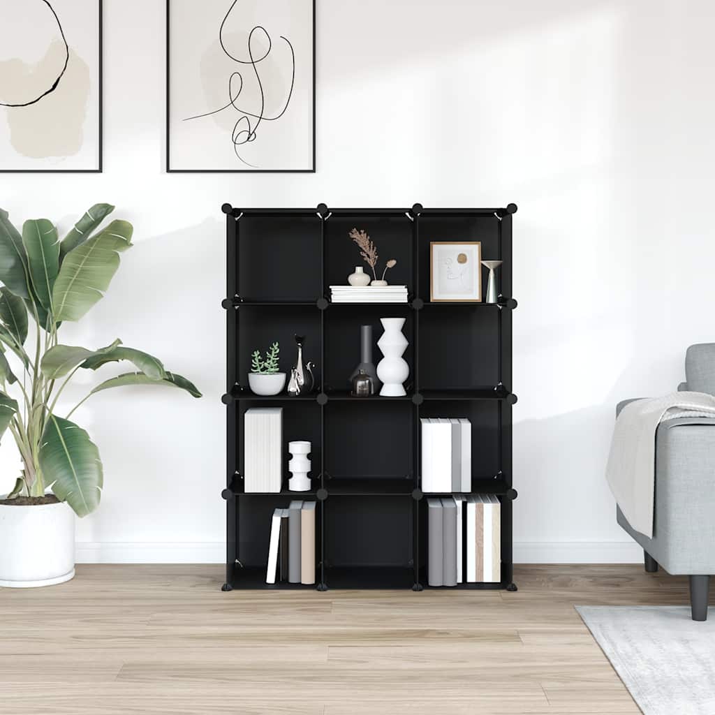 Organizador de arrumação com 12 cubos PP preto