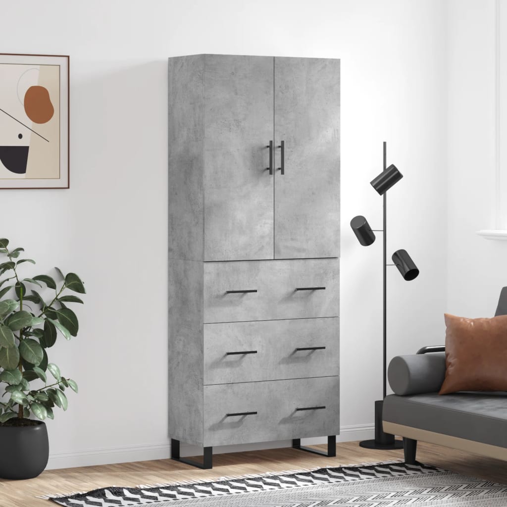 Armário alto 69,5x34x180 cm derivados de madeira cinza cimento