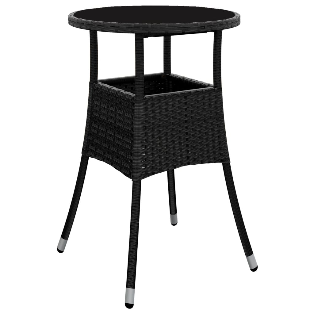 5 Pcs conjunto jantar jardim c/ almofadões vime PE/vidro preto