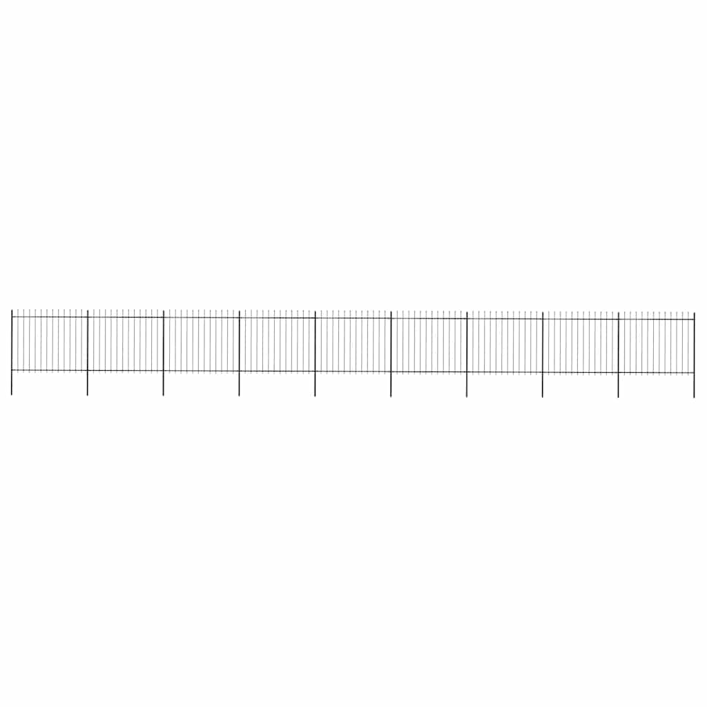 Cerca de jardim com topo em forma de lança em aço 1506x150 cm, preta