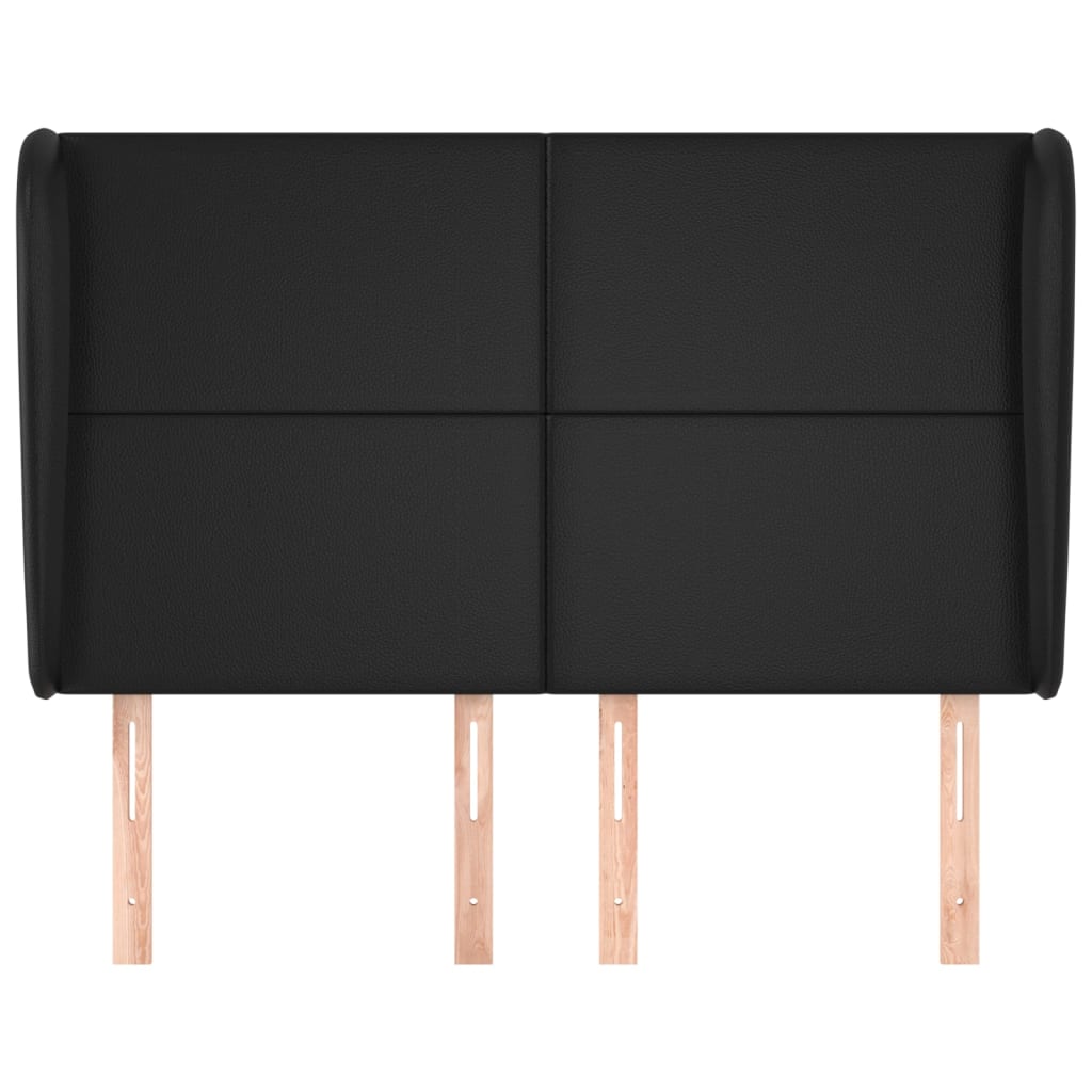 Cabeceira de cama c/ abas couro artif. 147x23x118/128 cm preto
