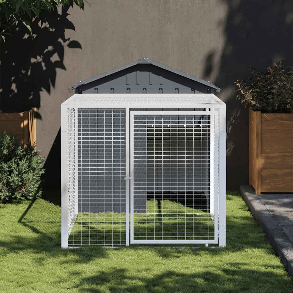Gaiola para galinhas com corredor antracite 117x201x123 cm aço galvanizado
