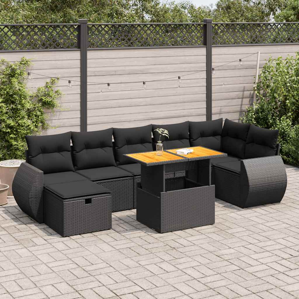 5 Pcs conjunto sofás de jardim com almofadões acácia e vime PE