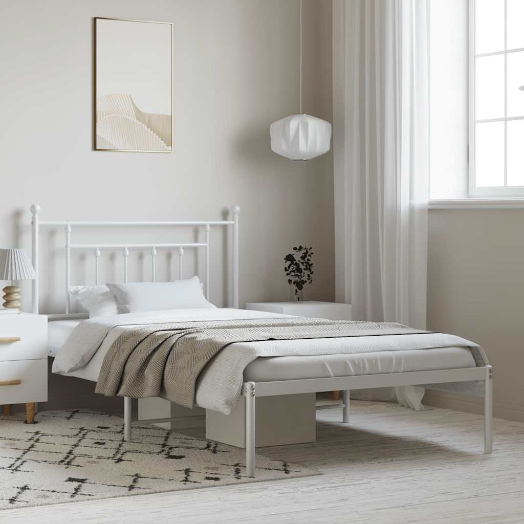 Estrutura de cama com cabeceira 100x200 cm metal branco