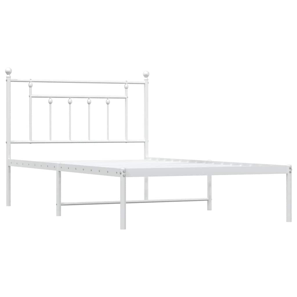 Estrutura de cama com cabeceira 100x200 cm metal branco