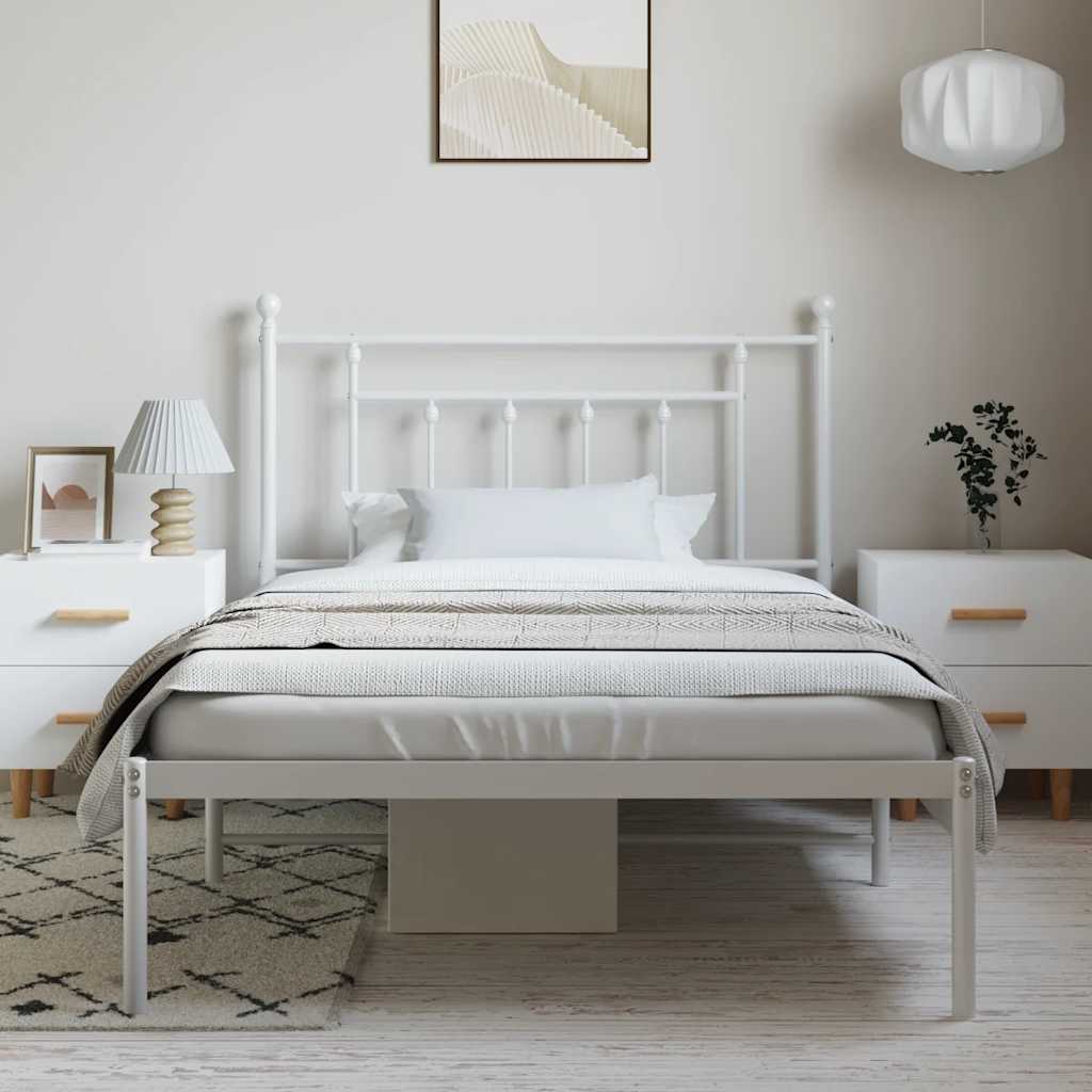 Estrutura de cama com cabeceira 100x200 cm metal branco