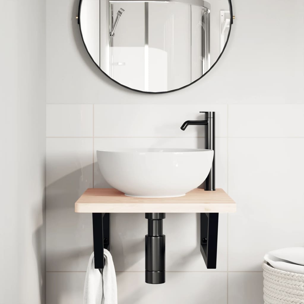 Suportes de prateleira p/ lavatório 2pcs aço trapezoidais preto