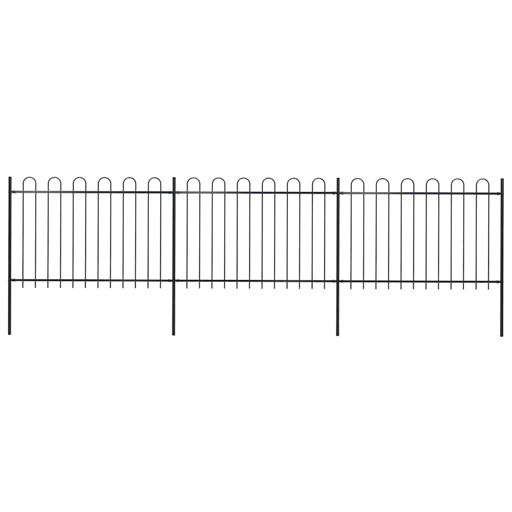Cerca de jardim com arco superior em aço 504x120 cm preta