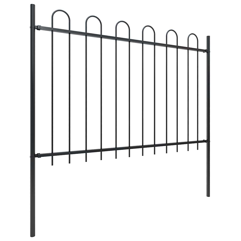 Cerca de jardim com arco superior em aço 504x120 cm preta