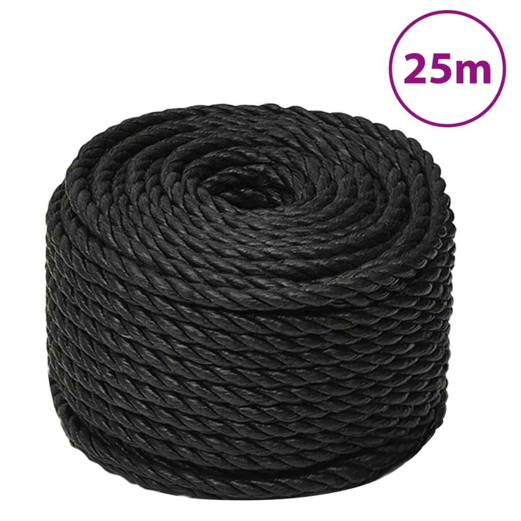 Corda de trabalho 10 mm 25 m poliéster preto