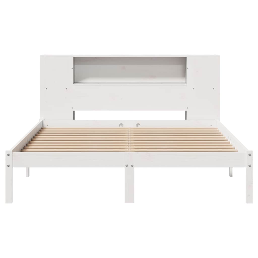 Cama com estante sem colchão 160x200 cm pinho maciço branco