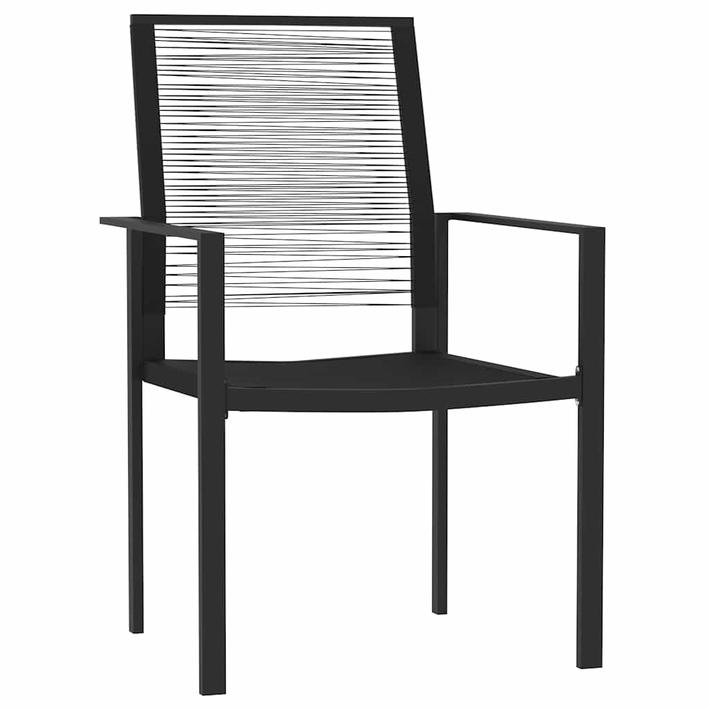 7 Pcs conjunto de jantar para jardim preto