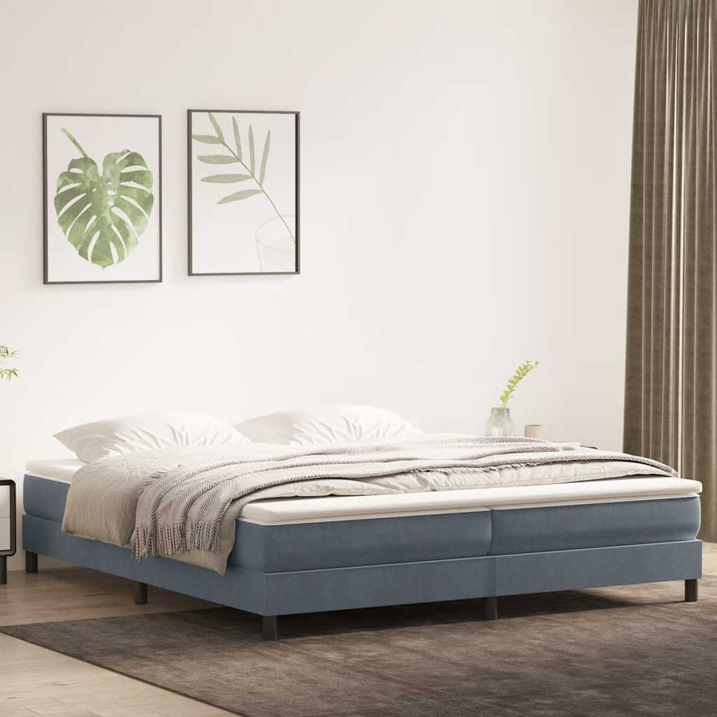Cama com molas sem colchão 200x220 cm veludo cinzento-escuro