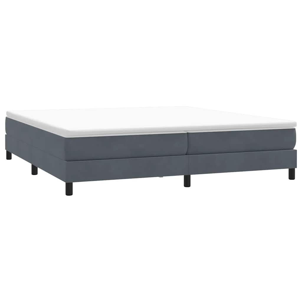 Cama com molas sem colchão 200x220 cm veludo cinzento-escuro