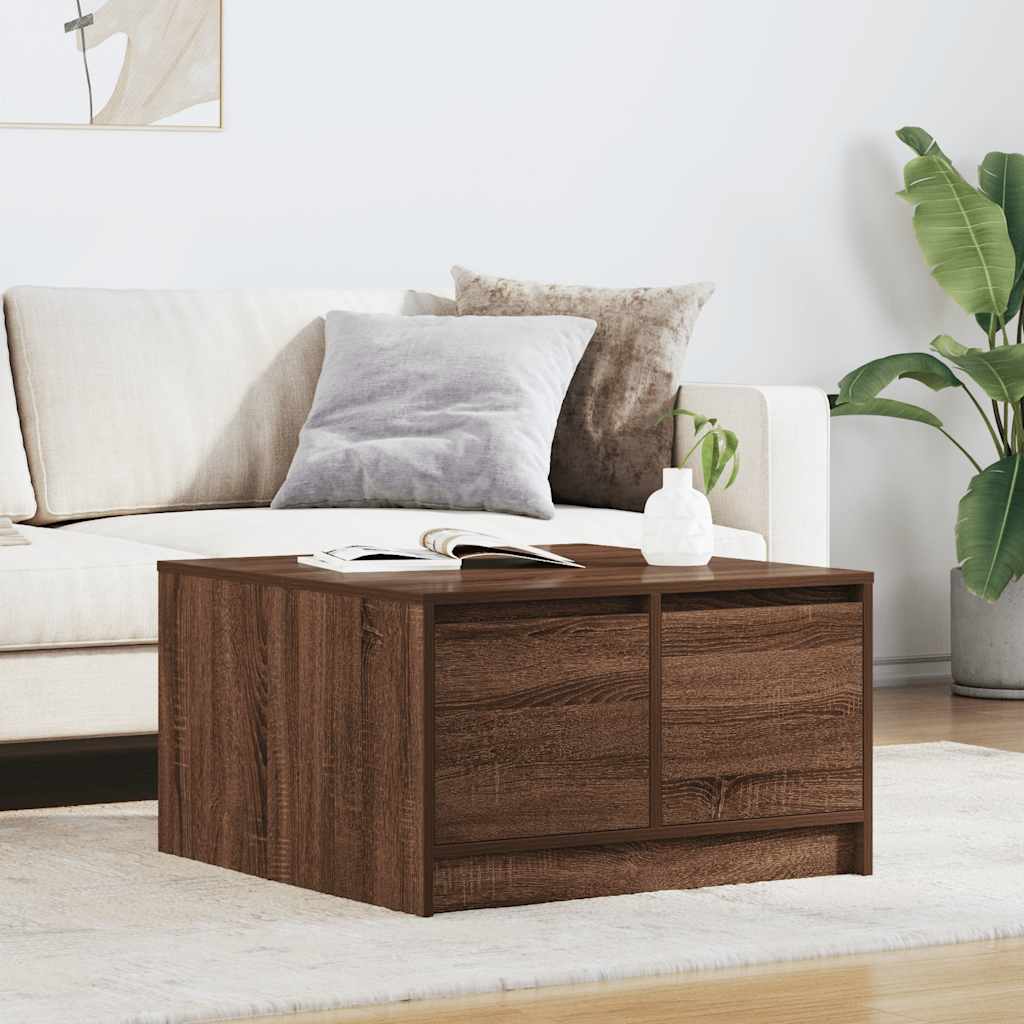 Mesa de centro com gavetas 70,5x70x40 cm carvalho castanho