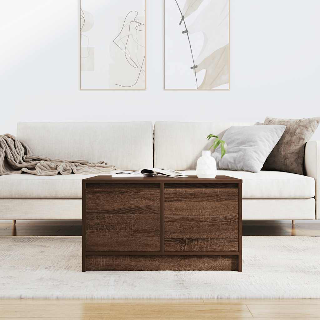 Mesa de centro com gavetas 70,5x70x40 cm carvalho castanho