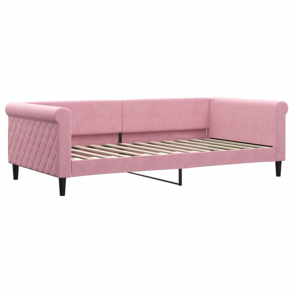 Sofá-cama com colchão 100x200 cm veludo rosa
