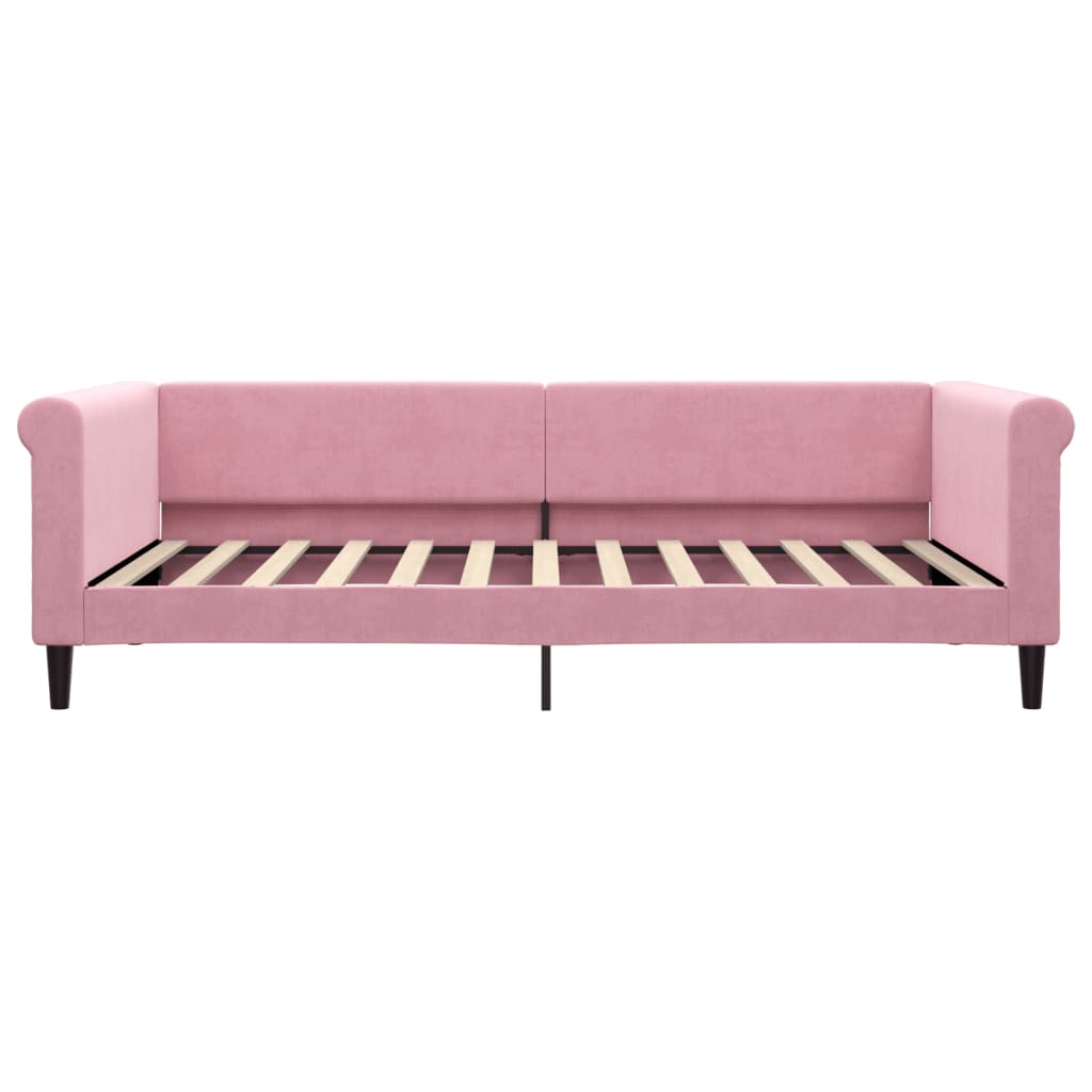 Sofá-cama com colchão 100x200 cm veludo rosa