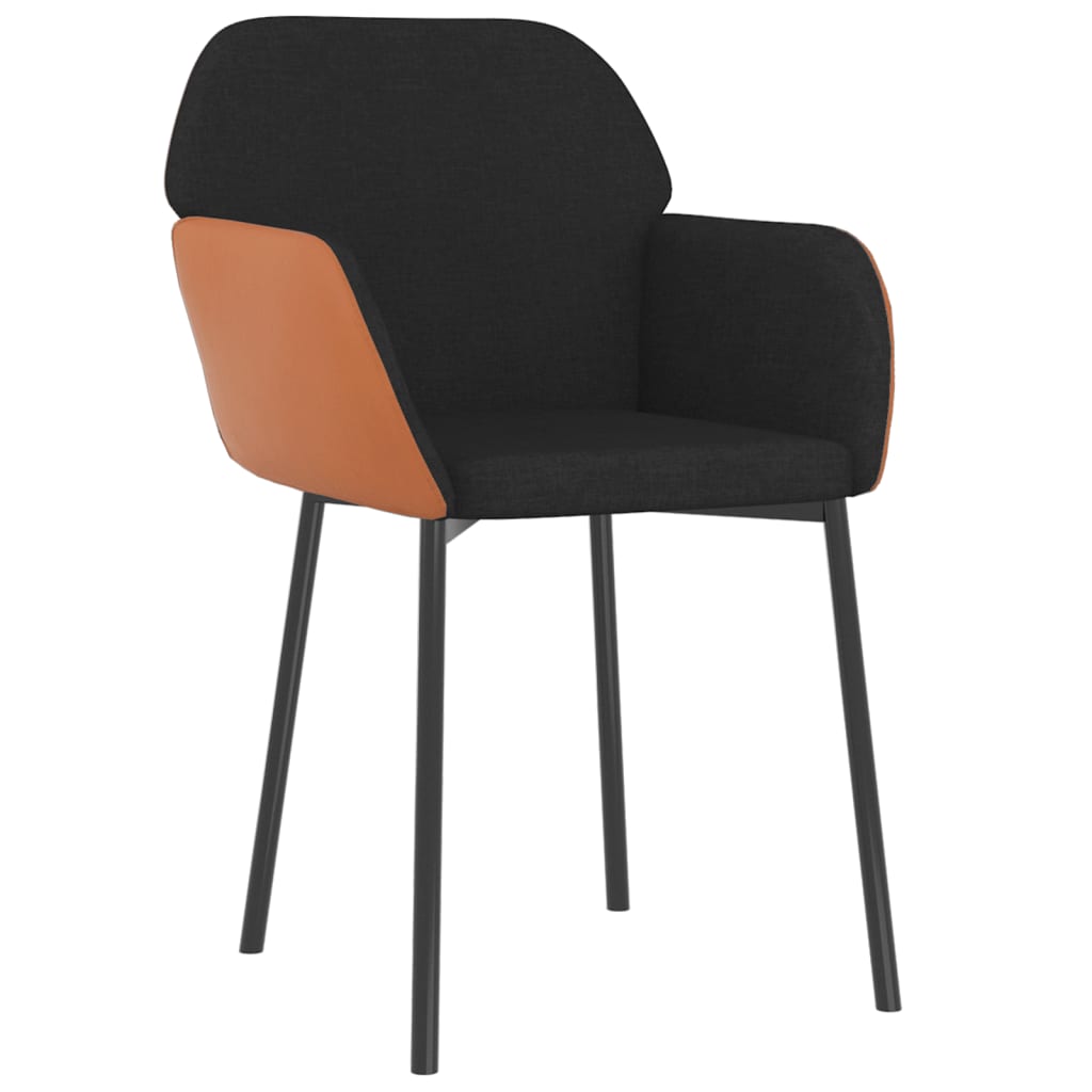 Cadeiras de jantar 2 pcs tecido/couro artificial preto