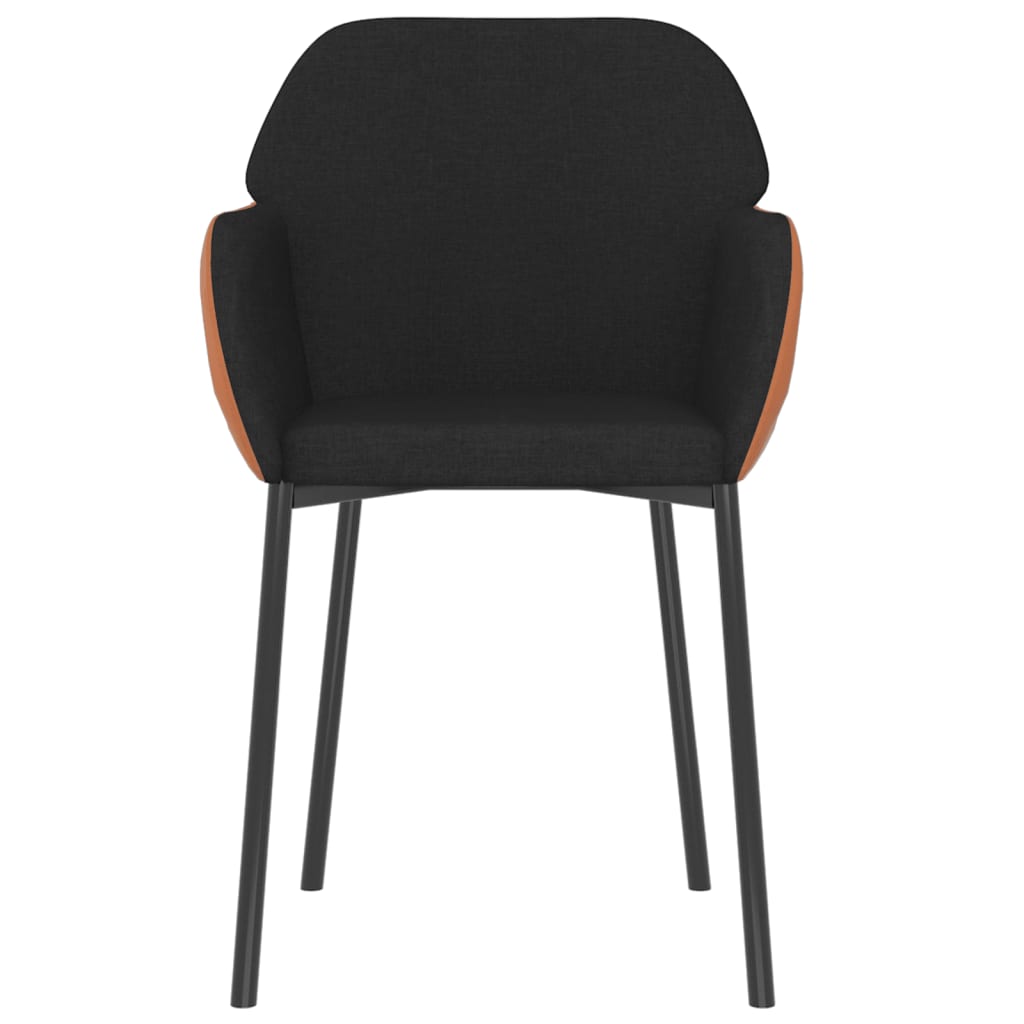 Cadeiras de jantar 2 pcs tecido/couro artificial preto