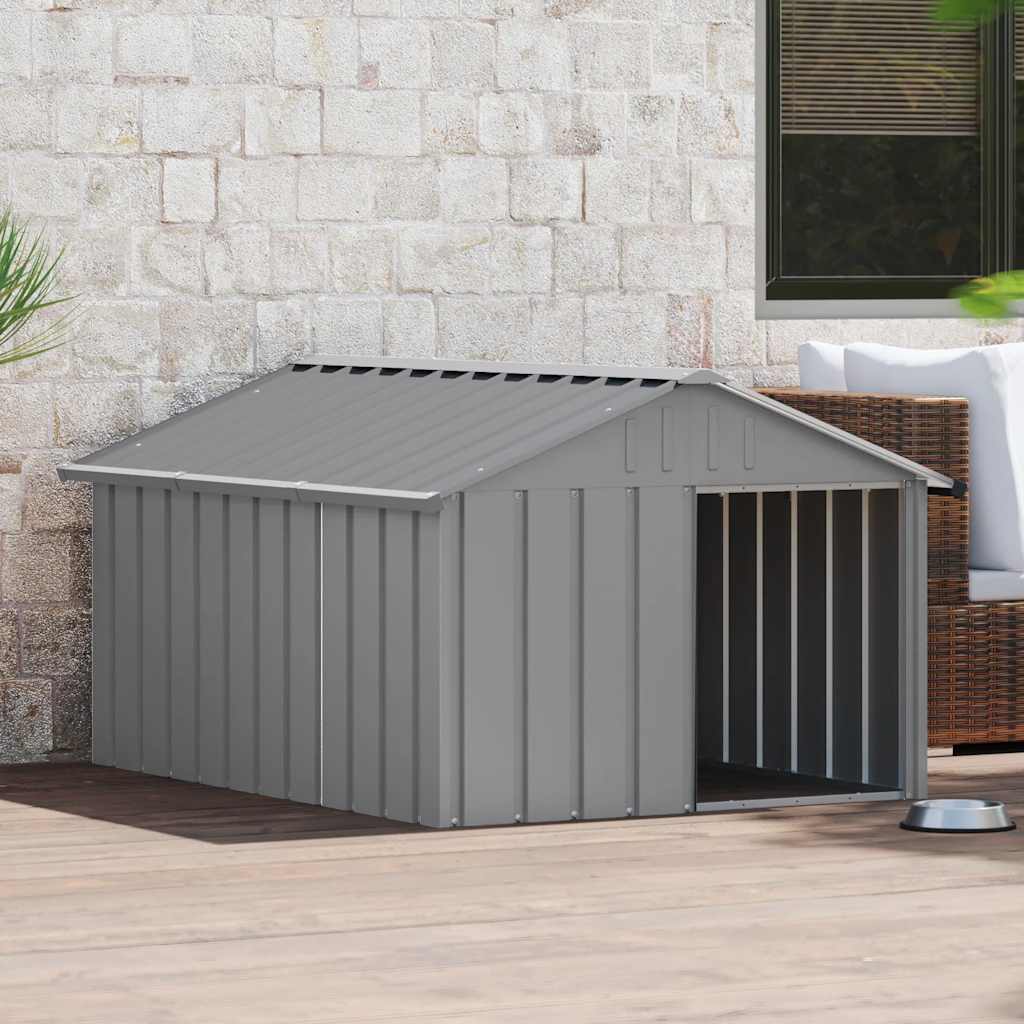 Casota para cães 116,5x153x81,5 cm aço galvanizado cinzento