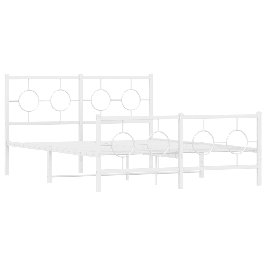 Estrutura de cama com cabeceira e pés 135x190 cm metal branco