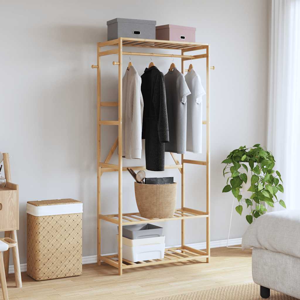 Roupeiro com prateleiras 80x40x175 cm bambu