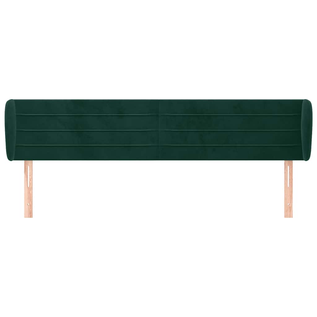 Cabeceira de cama c/ abas veludo 203x23x78/88cm verde-escuro