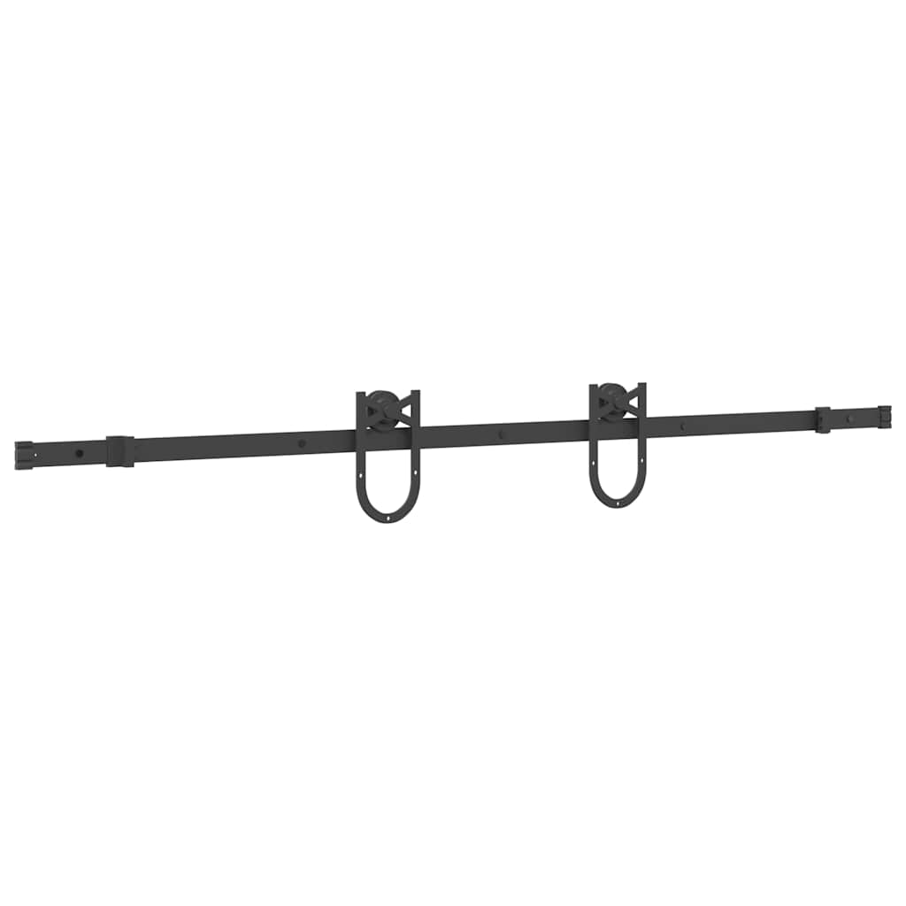 Kit de ferragens para porta deslizante 183 cm aço preto