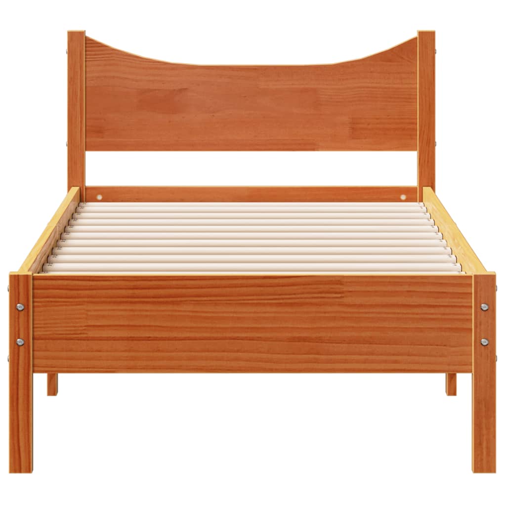 Cama sem colchão 75x190 cm madeira de pinho maciça castanho-mel