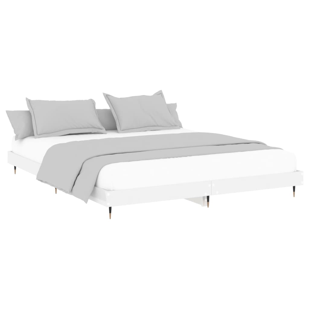 Estrutura de cama 120x200 cm derivados madeira branco brilhante